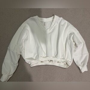 Altar'd State Cream V-Neck Sweatshirt